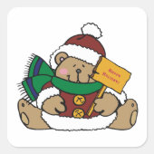 Sticker Carré Joyeuses Fêtes Ours de Noël (Devant)