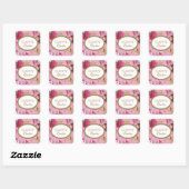 Sticker Carré Joyeuses fleurs roses de Pâques (Feuille)