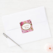 Sticker Carré Joyeuses fleurs roses de Pâques (Enveloppe)