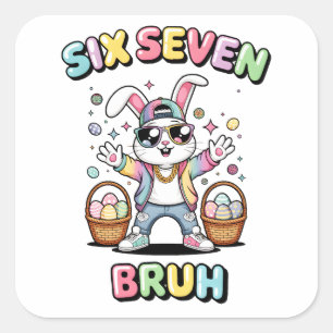 Sticker Carré Joyeuses Pâques 67 mème Lapin Drôle