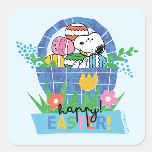 Sticker Carré Joyeuses Pâques Snoopy (Devant)