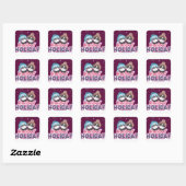 Sticker Carré Joyeuses vacances au panda (Feuille)