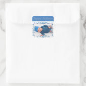 Sticker Carré Joyeuses vacances bébé photo Blue Snowflake Sticke (Sac)