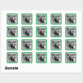 Sticker Carré Joyeuses vacances Design vert (Feuille)