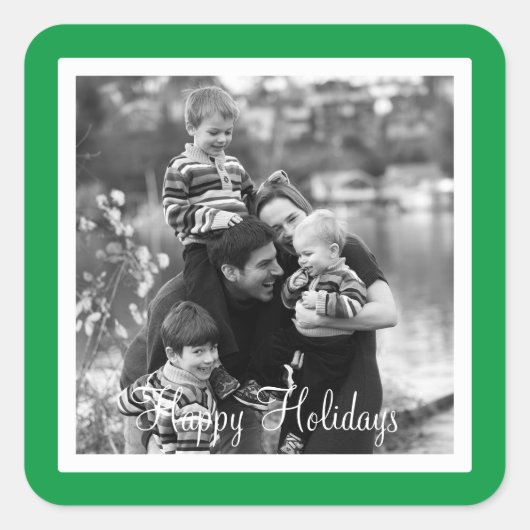 Sticker Carré Joyeuses vacances Design vert (Devant)