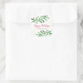 Sticker Carré Joyeuses vacances Feuilles verts Nom de famille No (Sac)