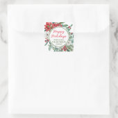 Sticker Carré Joyeuses vacances Poinsettia Floral Favor (Sac)