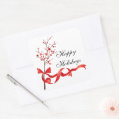 Sticker Carré Joyeuses vacances Ruban Rouge | Noël (Enveloppe)