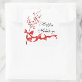 Sticker Carré Joyeuses vacances Ruban Rouge | Noël (Sac)