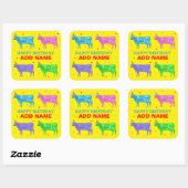 Sticker Carré Joyeuses vaches d'art pop d'anniversaire (Feuille)