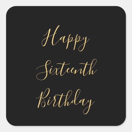 Sticker Carré Joyeux 16e anniversaire Golden Yellow Custom Age N (Devant)