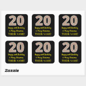 Sticker Carré Joyeux 20e anniversaire & Joyeux Noël, Nom personn (Feuille)