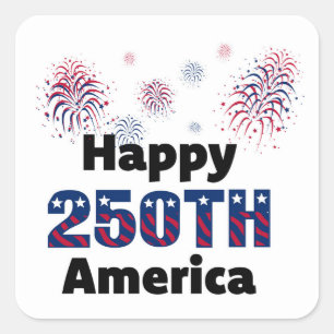 Sticker Carré Joyeux 250e anniversaire America Feux d'artifice p