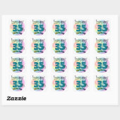 Sticker Carré Joyeux 35e anniversaire (blauw) (Feuille)