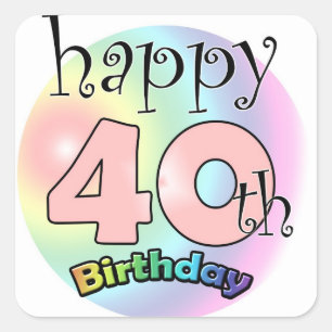 Sticker Carré Joyeux 40e anniversaire (roze)