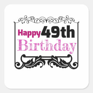 Sticker Carré Joyeux 49e anniversaire.