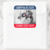 Sticker Carré Joyeux 4 juillet i shih tzu pas chien drapeau amér (Sac)