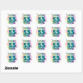 Sticker Carré Joyeux 55e anniversaire (blauw) (Feuille)
