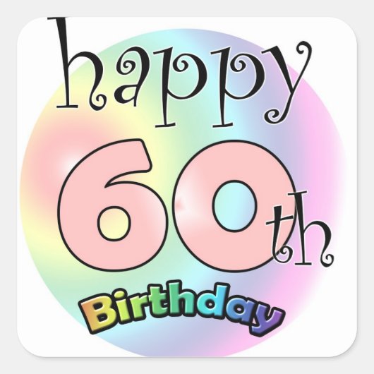 Sticker Carré Joyeux 60e anniversaire (roze) (Devant)
