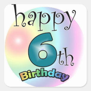 Sticker Carré Joyeux 6e anniversaire