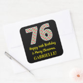 Sticker Carré Joyeux 76e anniversaire & Joyeux Noël, Nom personn (Enveloppe)