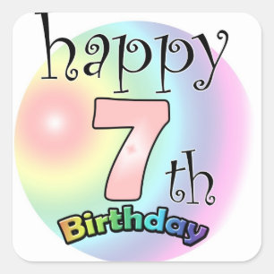 Sticker Carré Joyeux 7e anniversaire (roze)