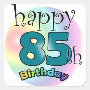 Sticker Carré Joyeux 85e anniversaire (blauw)