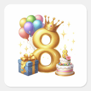 Sticker Carré Joyeux 8e Anniversaire