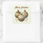 Sticker Carré Joyeux ampoules d'or de Noël ajouter du texte (Sac)