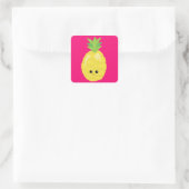 Sticker Carré Joyeux ananas Kawaii (Sac)
