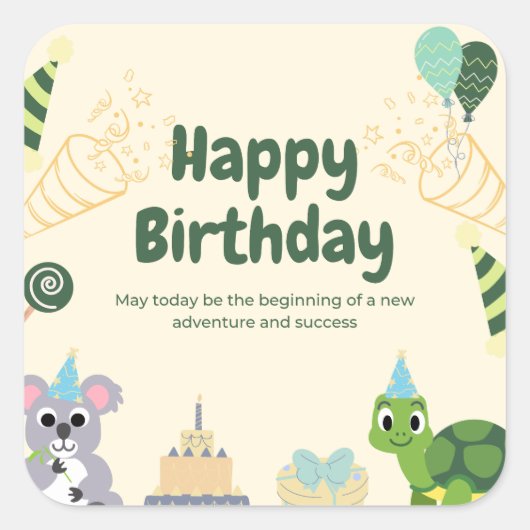 Sticker Carré Joyeux anniversaire 🎂 🎉 (Devant)