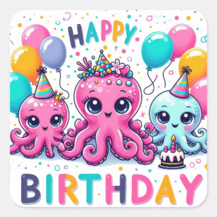 Sticker Carré Joyeux anniversaire