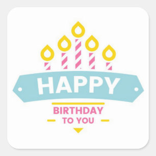 Sticker Carré Joyeux anniversaire