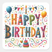 Sticker Carré Joyeux anniversaire (Devant)