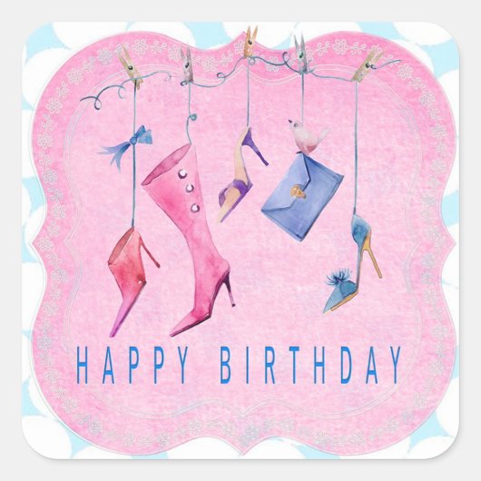 Sticker Carré Joyeux Anniversaire (Devant)