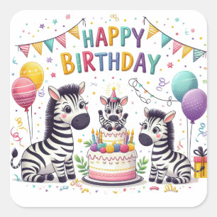 Sticker Carré Joyeux anniversaire