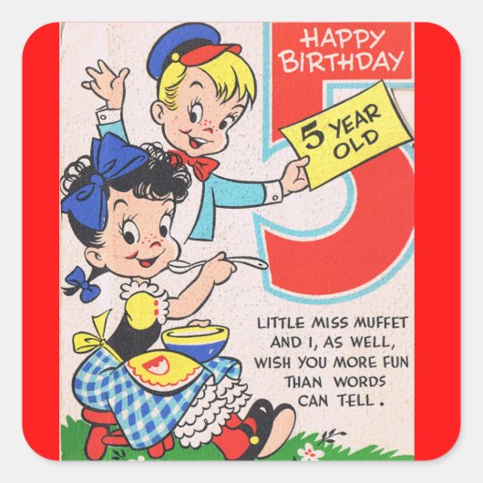 Sticker Carré Joyeux anniversaire 5 ans (Devant)