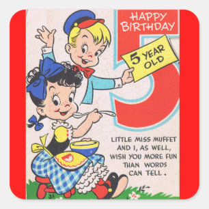 Sticker Carré Joyeux anniversaire 5 ans