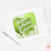 Sticker Carré Joyeux anniversaire - 60 vert/blanc modèle numériq (Enveloppe)