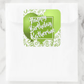 Sticker Carré Joyeux anniversaire - 60 vert/blanc modèle numériq (Sac)
