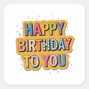 Sticker Carré Joyeux Anniversaire à motifs