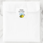 Sticker Carré Joyeux anniversaire ! (abeille) (Sac)