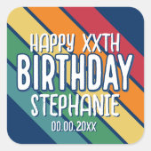 Sticker Carré Joyeux anniversaire - Ajouter année et nom avec de (Devant)