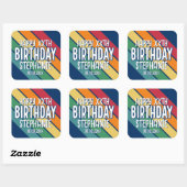 Sticker Carré Joyeux anniversaire - Ajouter année et nom avec de (Feuille)