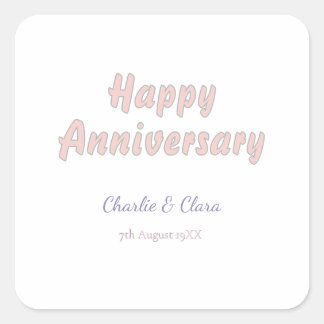 Sticker Carré Joyeux anniversaire ajouter nom rose gris pastel g