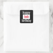 Sticker Carré Joyeux anniversaire BLACK WHITE RED MINIMAL (Sac)