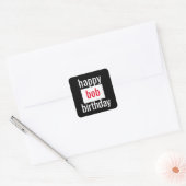 Sticker Carré Joyeux anniversaire BLACK WHITE RED MINIMAL (Enveloppe)