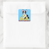 Sticker Carré Joyeux Anniversaire Boston Terrier Cupcakes Sticke (Sac)