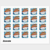 Sticker Carré Joyeux Anniversaire Bulle de Texte Fun Retro Bande (Feuille)