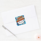 Sticker Carré Joyeux Anniversaire Bulle de Texte Fun Retro Bande (Enveloppe)